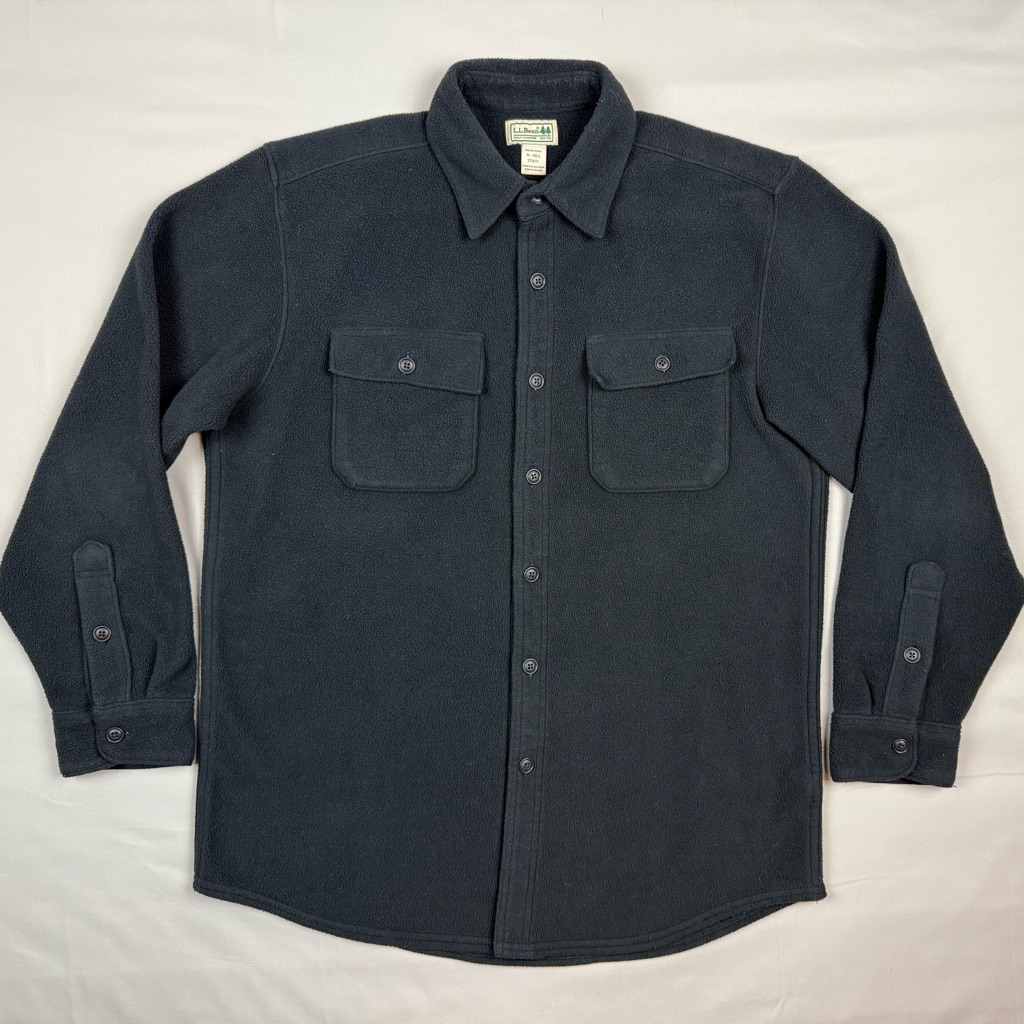 Ll Bean Mens Fleece Field Shirt Jacket Medium Guide Button Front Lightweight C4
